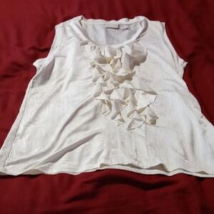 Chico's Ivory Ruffle Front Blouse